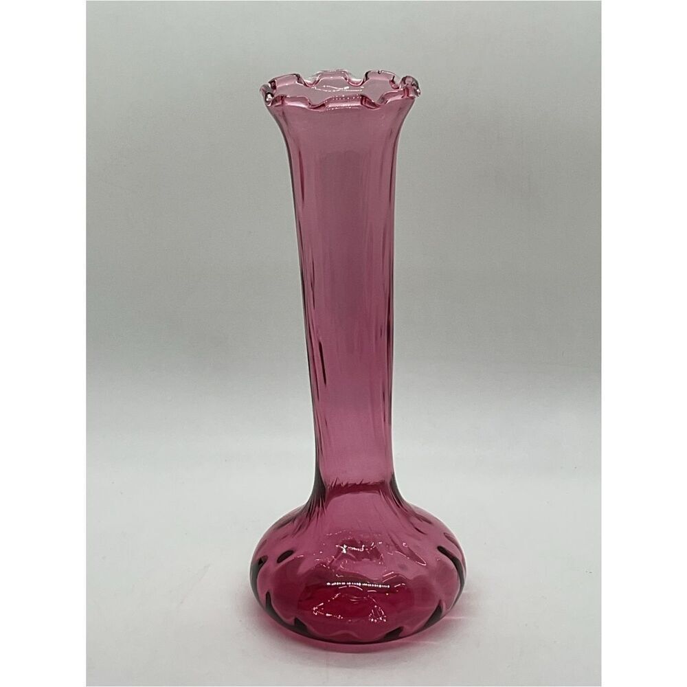 Vintage Pilgrim Cranberry Glass Bud Vase